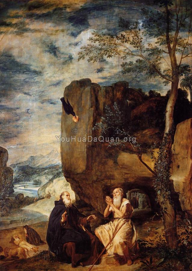 St. Anthony Abbot and St. Paul the Hermit - 迭戈·罗德里格斯·德·席尔瓦·委拉斯贵支